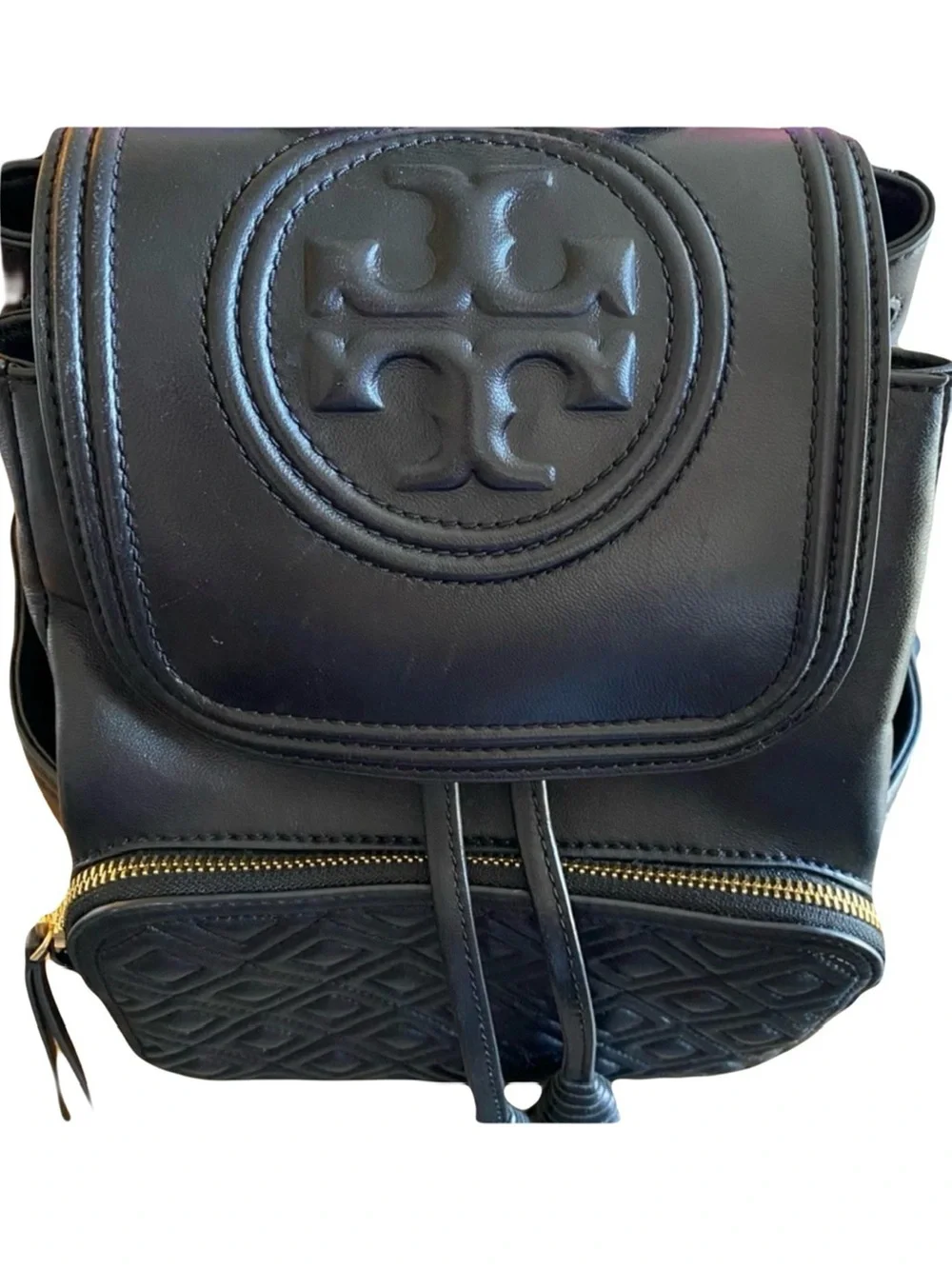 🌟 RARE! Tory Burch Mini Fleming Backpack Quilted in Soft Black Leather